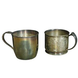 Rockford EPNS 526 1847 Roger Bros Monogram E Silver Soldered Nursery Cup Vintage